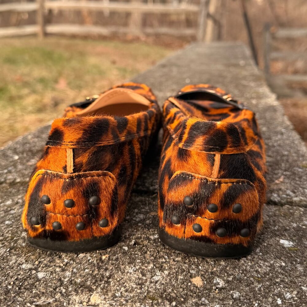 Vintage Animal Print Leopard Hair Calf Loafers Classic Preppy - Picture 7 of 9